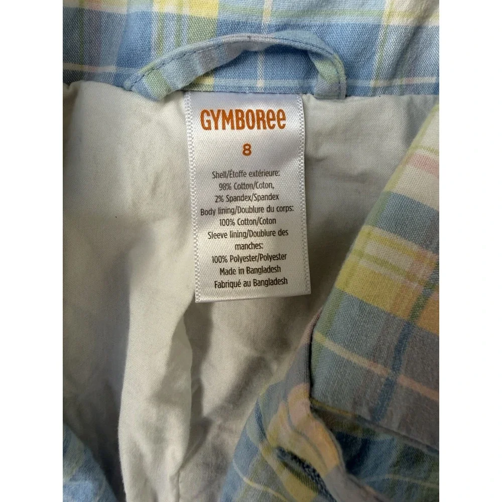 Gymboree Boys Size 8 Pastel Plaid Blazer Sport Coat Blue Pink Yellow Easter